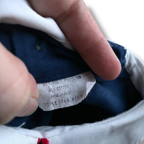 Vintage 1980s Baby Girls Smocked Dress Sz 6 to 12 Month Navy Blue Red White - Picture 8 of 8